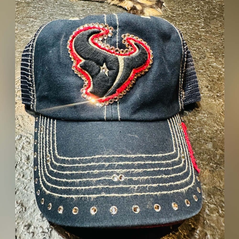 Houston Texans Mesh Cap With Swarovski Crystals. Has A Snap Back.